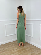 Abito Smanicato Profili Lurex 24408 Verde
