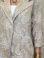 Blazer Ricamato in Lino e Viscosa 11353 Ecru
