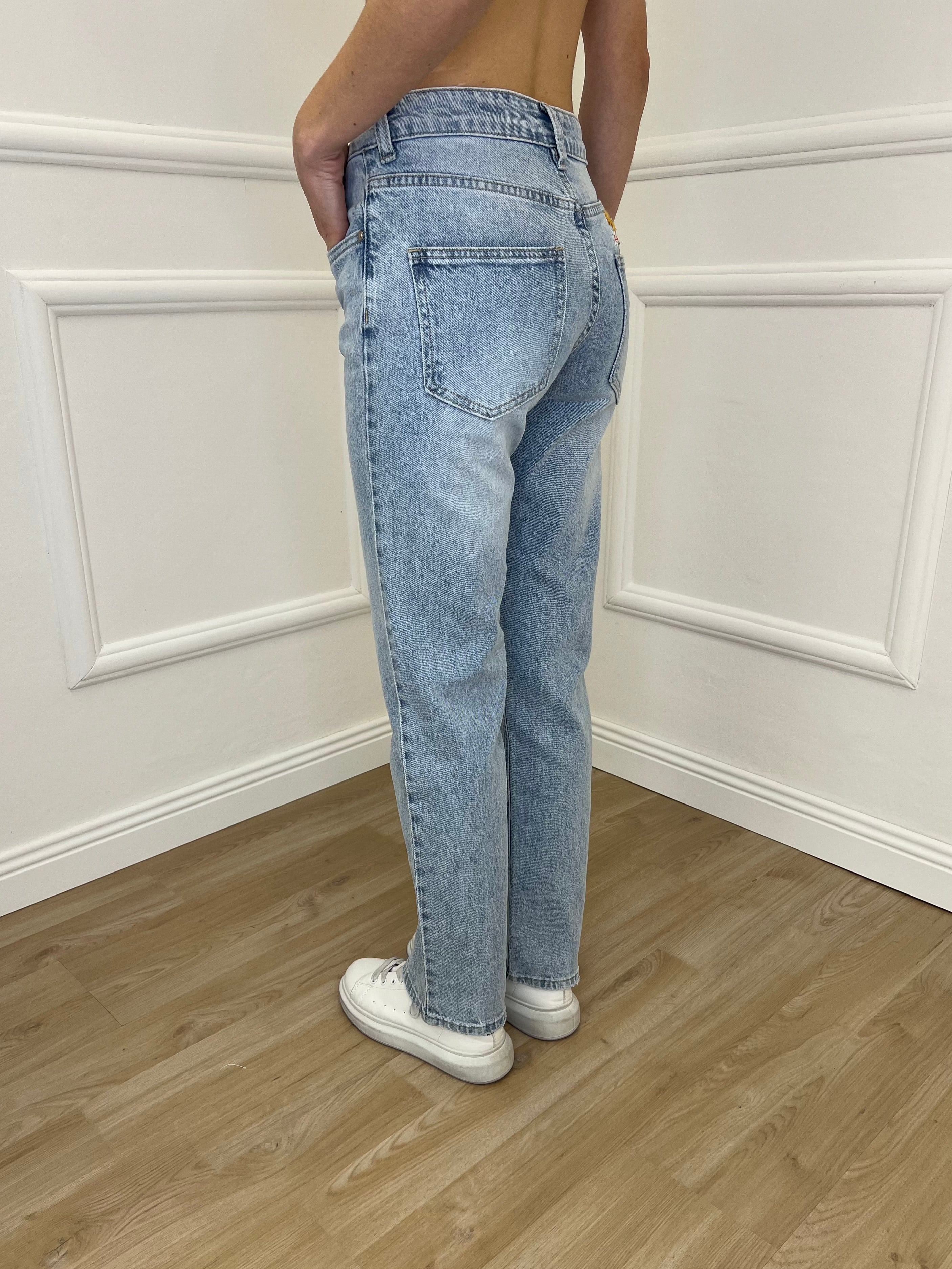 Jeans Ricamo Posteriore 5343 Azzurro