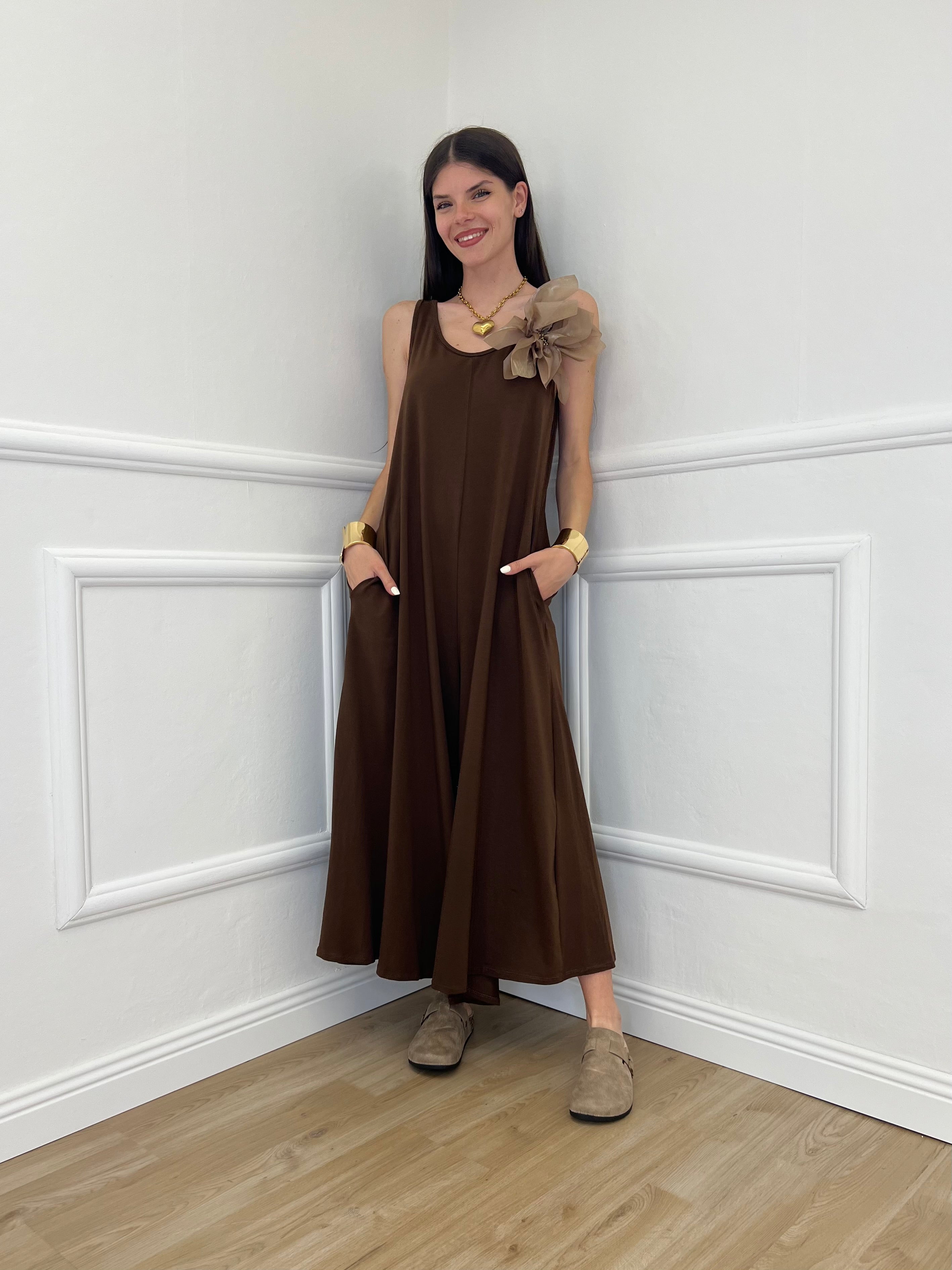 Tuta Smanicata Spilla 8188 Marrone