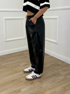 Pantalone Baggy Ecopelle D28945 Nero