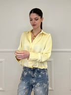 Blusa In Satin Con Spalline 10277 Giallo