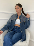 Giacca Denim Strass MF2493 - Bazar Abbigliamento