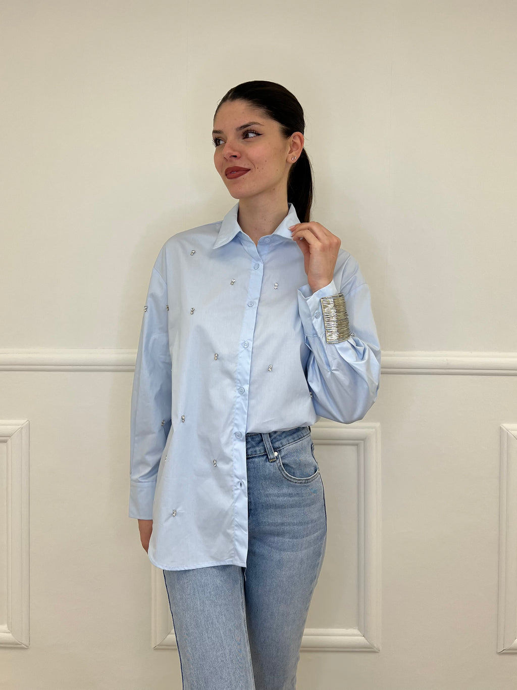Camicia Over Cristalli 2511 Azzurro