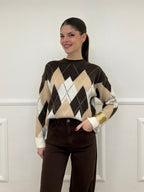 Maglia Over Losanghe L8075 Moro