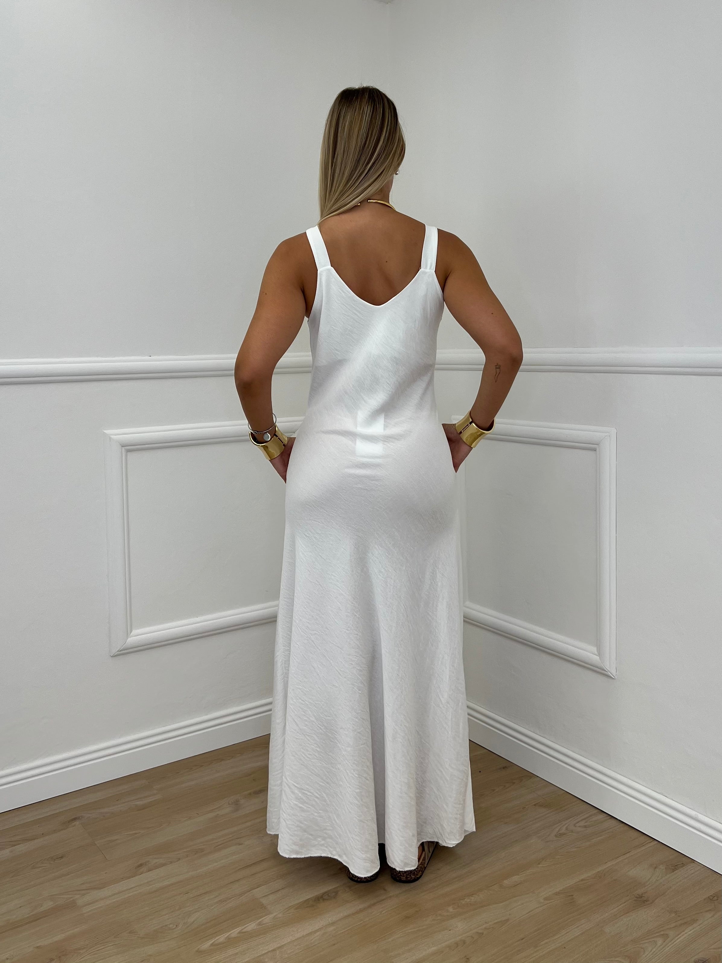 Abito Crepe Spalline 50169 Bianco