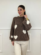 Maglia Shetland Cuori 2405 Moro