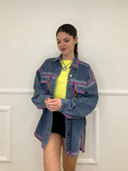 Giacca Camicia in Denim Graffiti K852