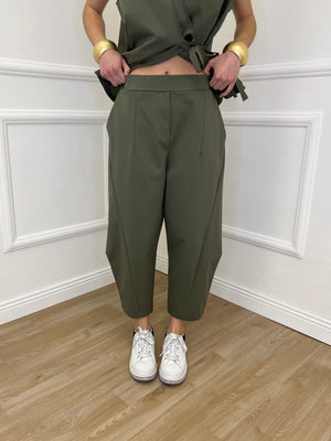 Pantalone Balloon Punto Milano 9516 Verde Militare