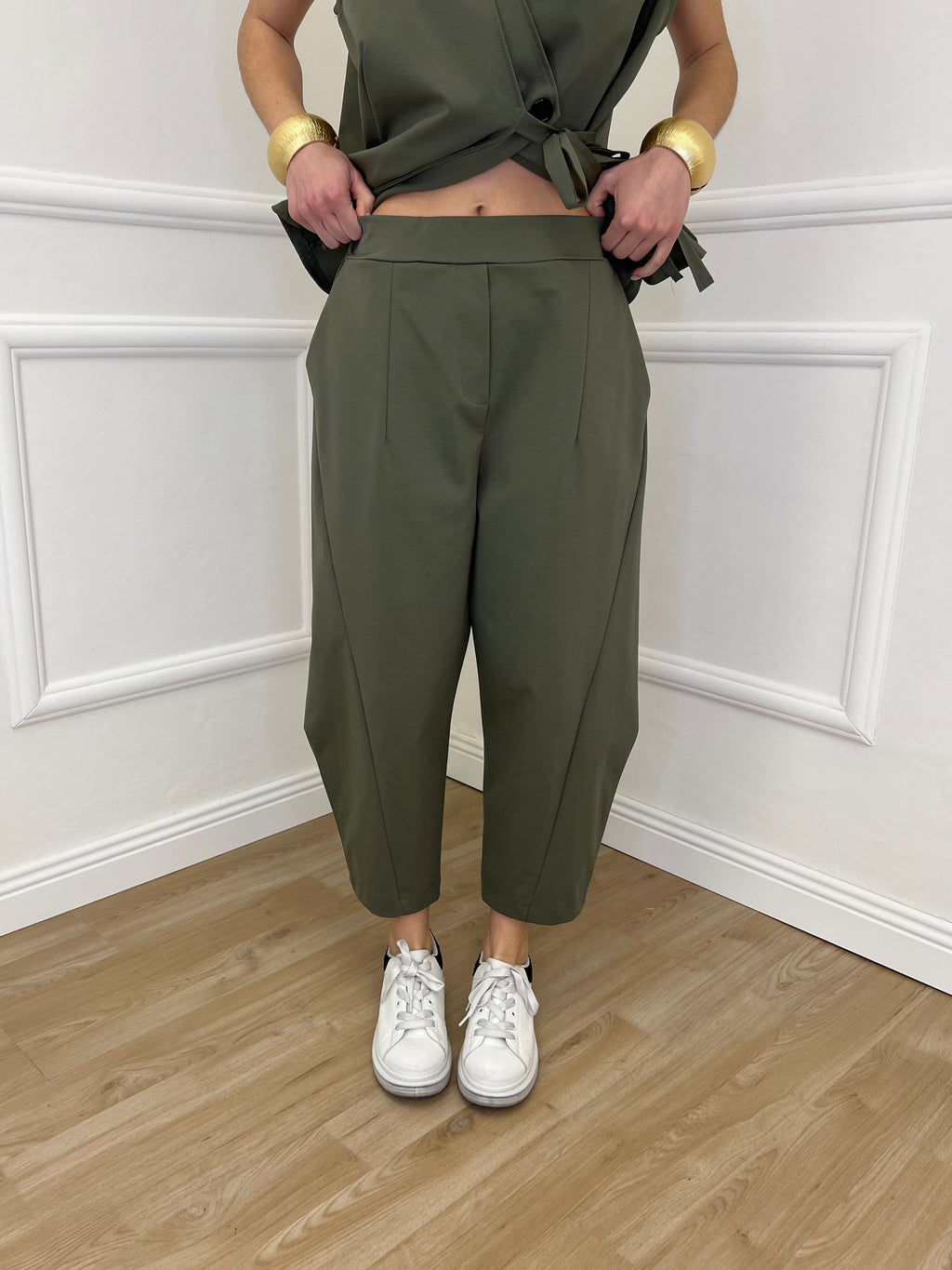 Pantalone Balloon Punto Milano 9516 Verde Militare