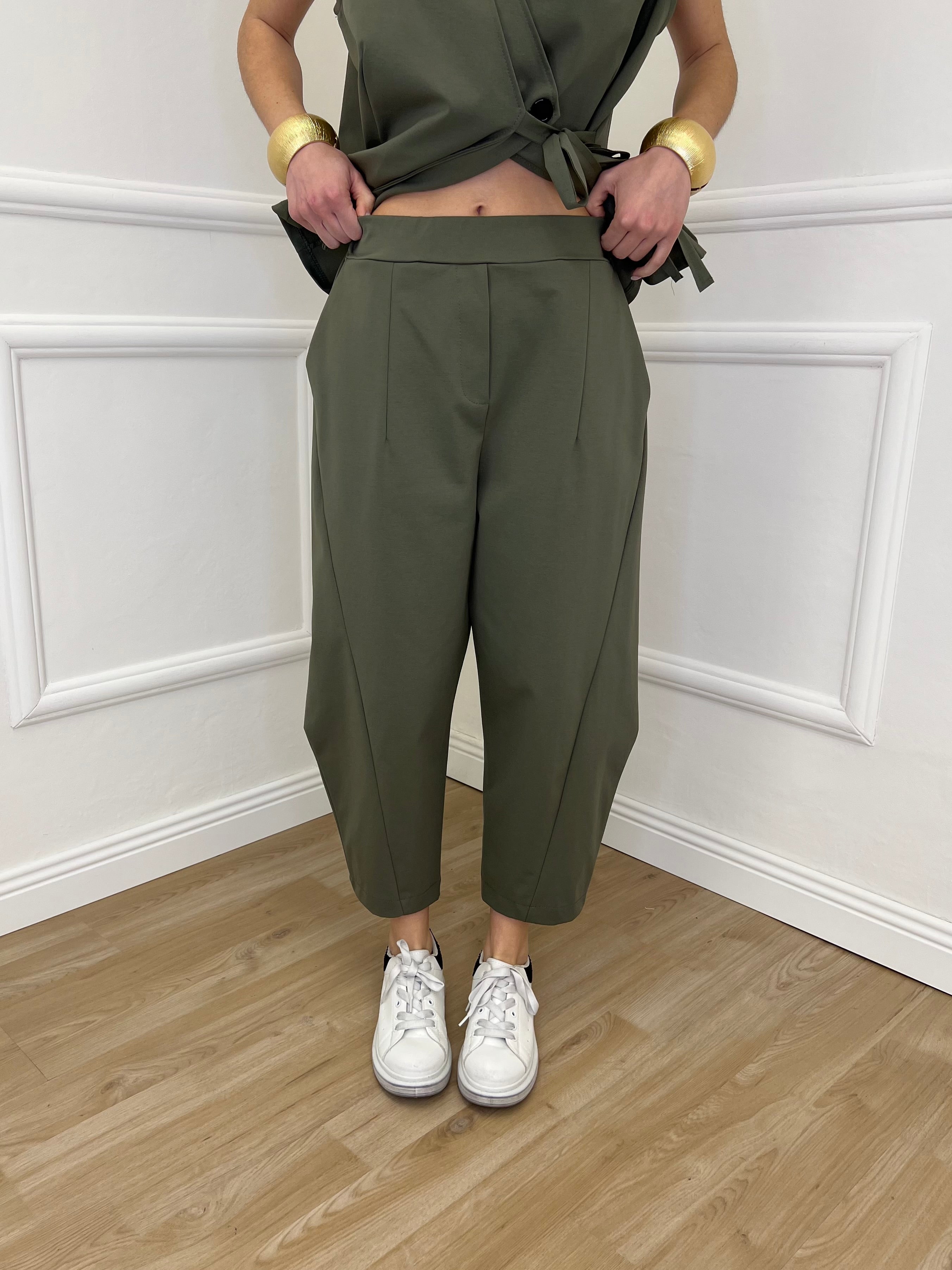 Pantalone Balloon Punto Milano 9516 Verde Militare