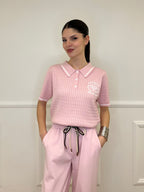 Polo in Maglia Jacquard L8086 Rosa