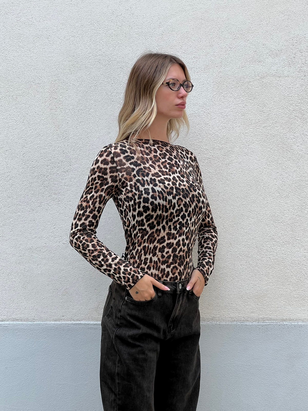 Maglia Ultralight con Cashmere Animalier a Barchetta