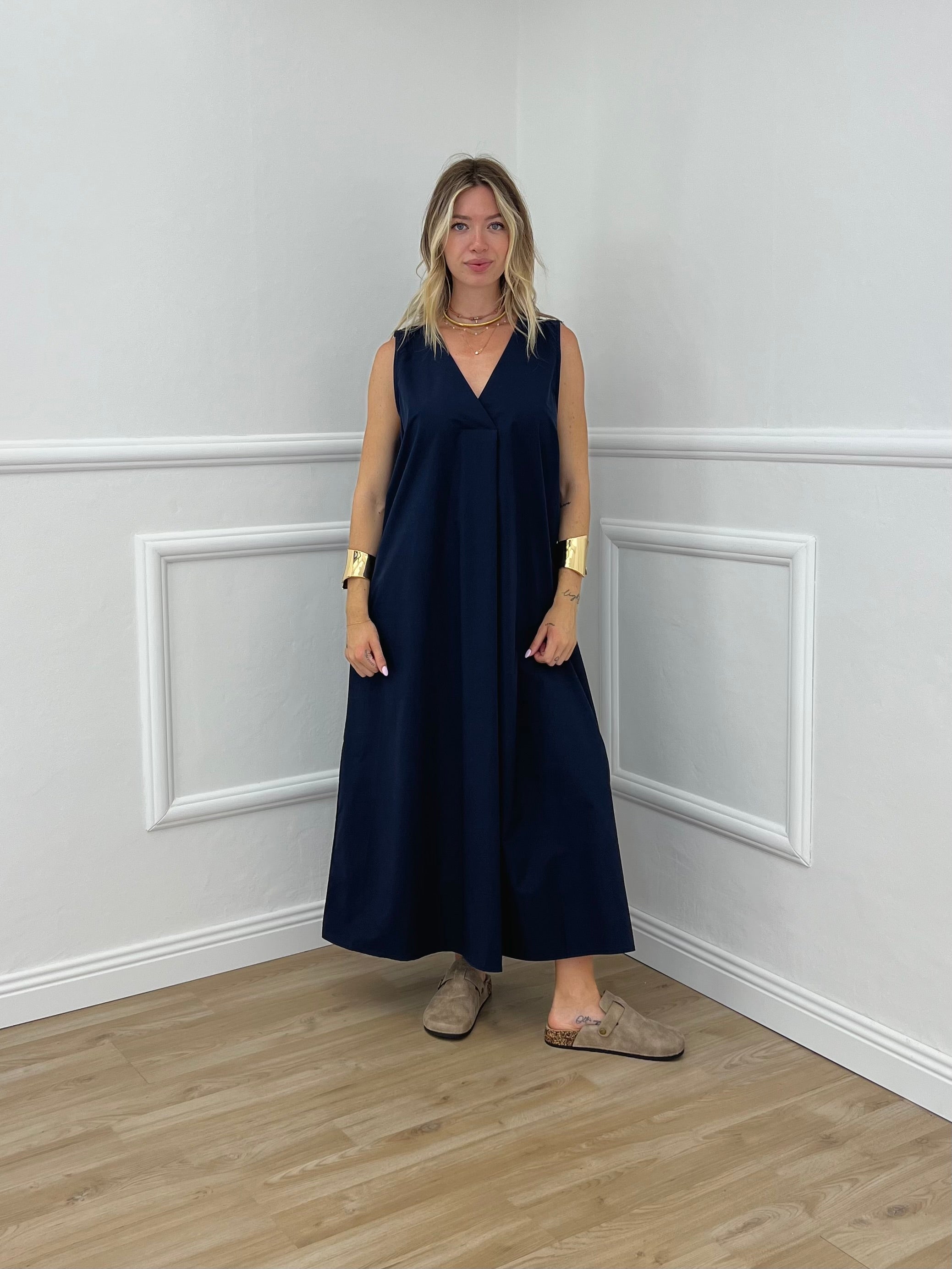Abito Sfondo Piega 83381 Blu