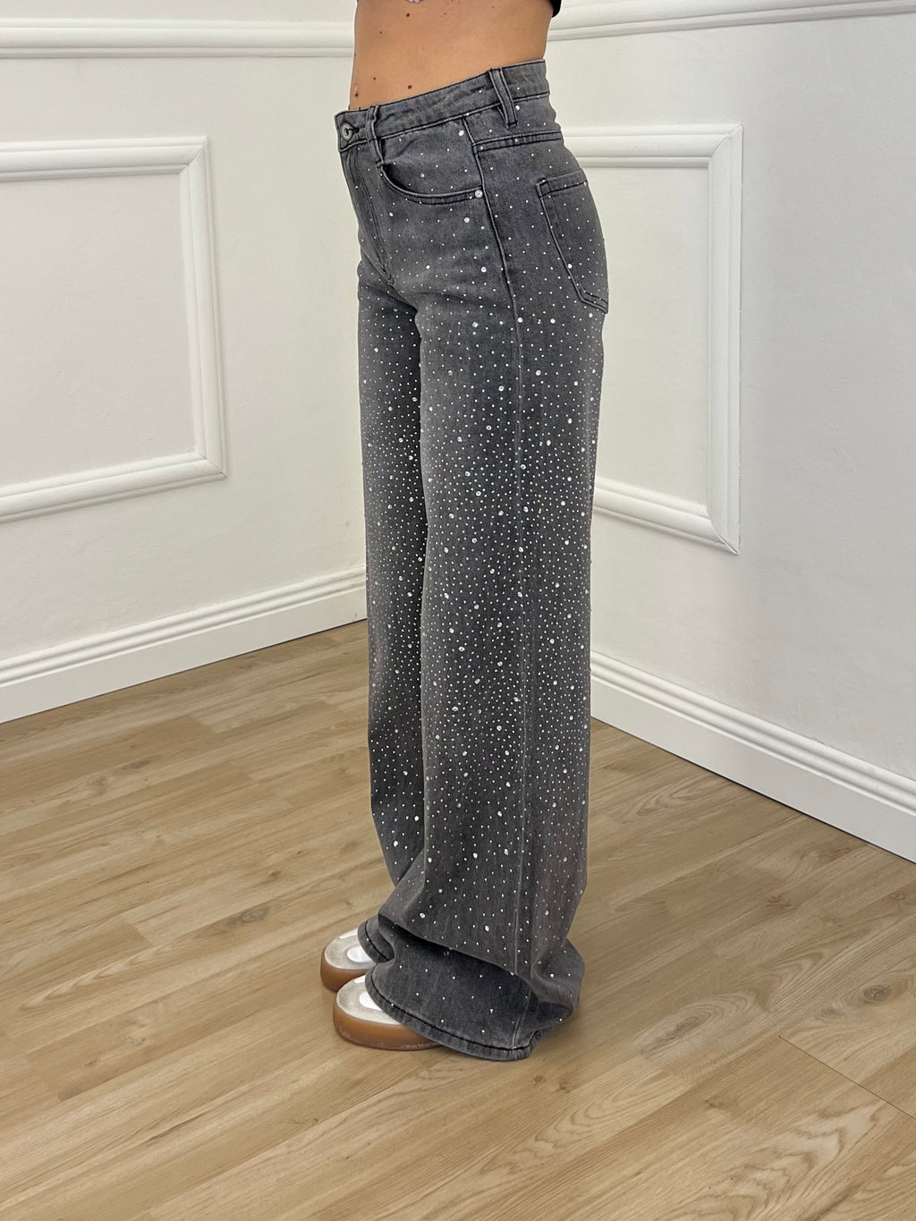 Jeans Palazzo Strass 9290 Grigio