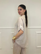 Camicia Maniche 3/4 in Lino 89517 Beige