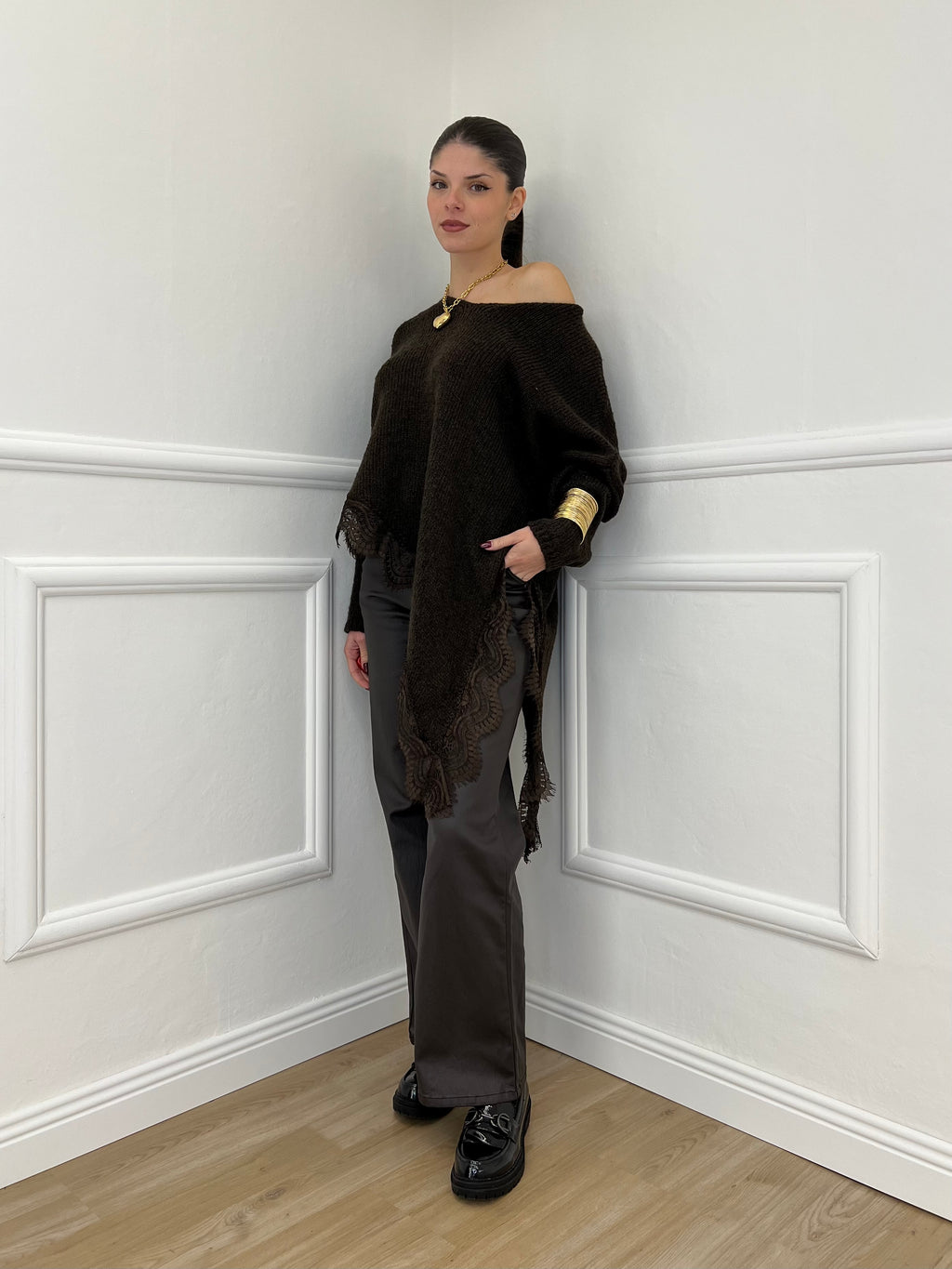 Maglia Asimmetrica Pizzo 25743 Moro