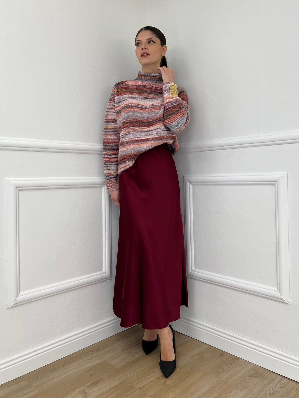 Maglia Vulcano Multicolor 25206 Burgundy