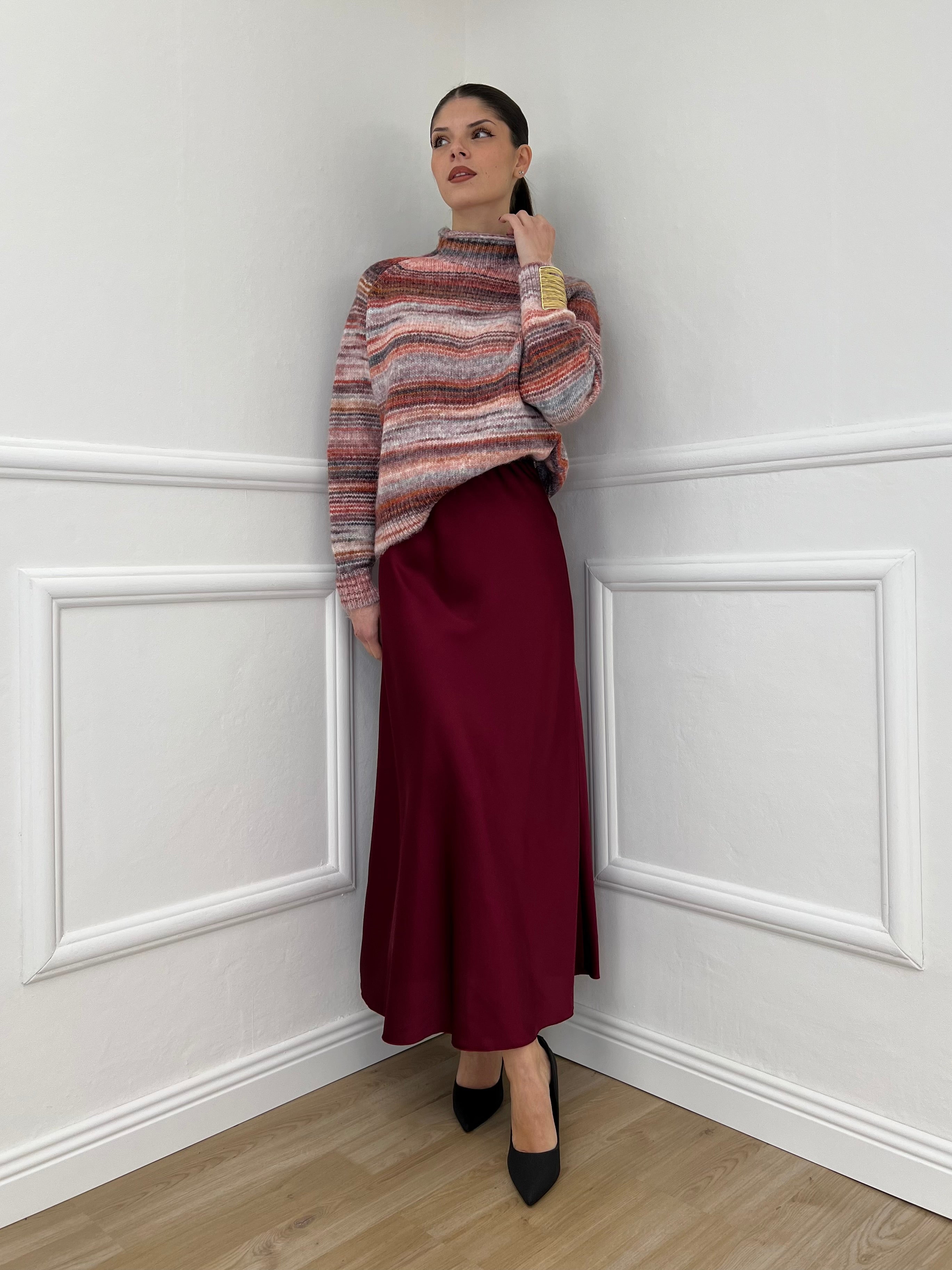 Maglia Vulcano Multicolor 25206 Burgundy