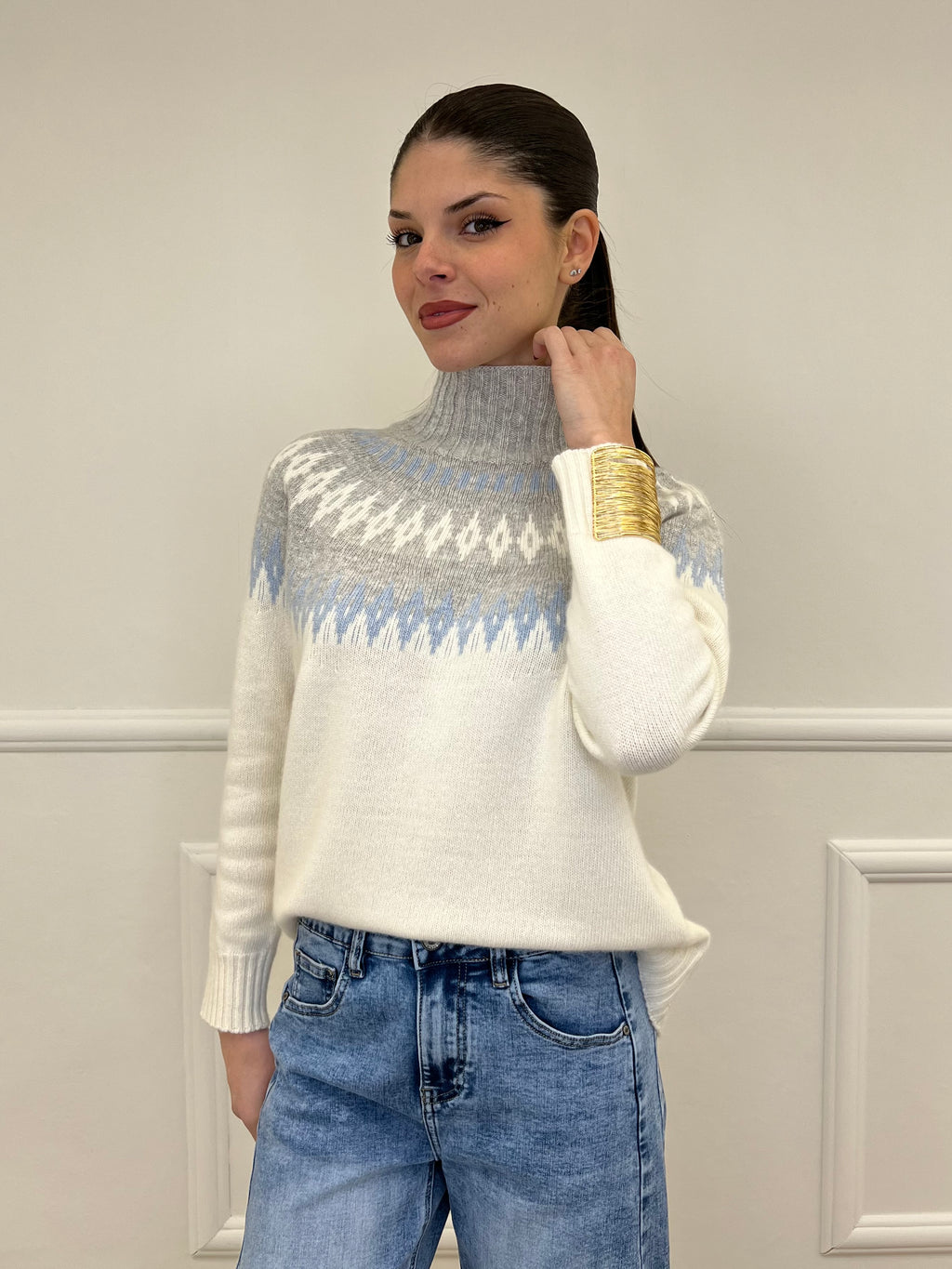 Maglia Norvegese 8240 Panna e Azzurro