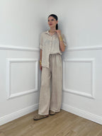 Camicia Maniche 3/4 in Lino 89517 Beige