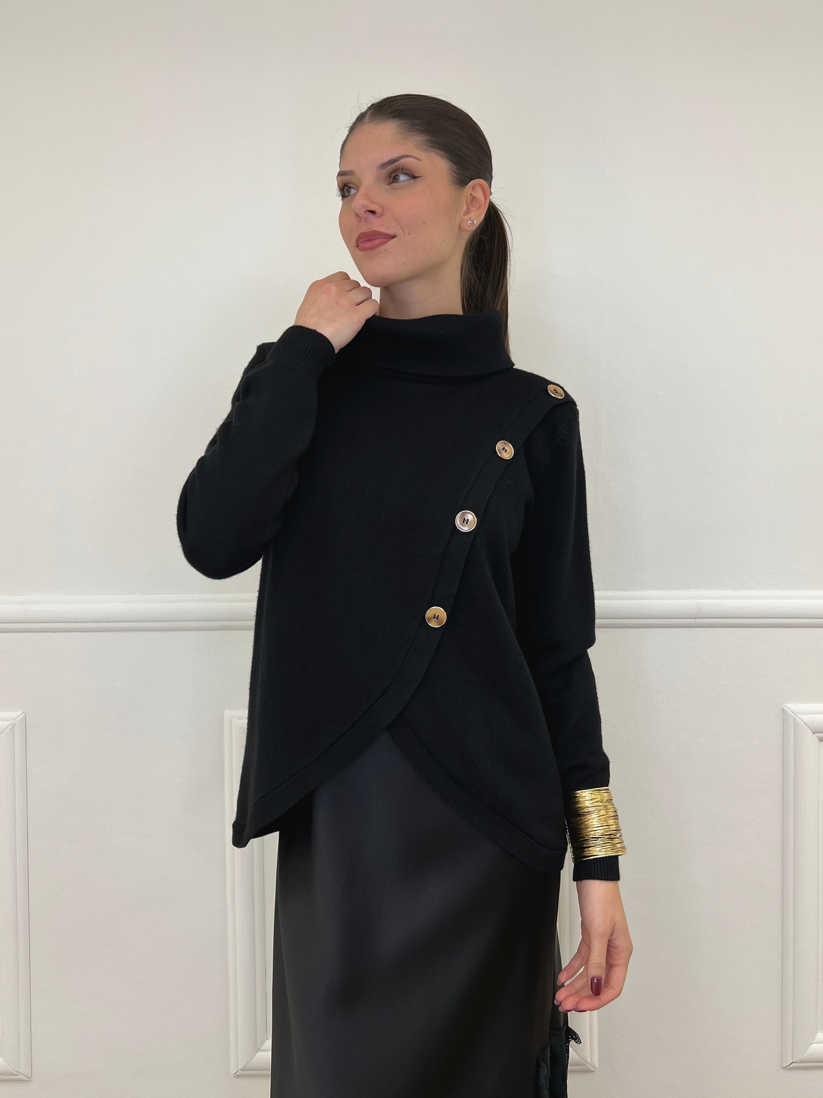 Maglia Sormontata Bottoni 9632 Nero