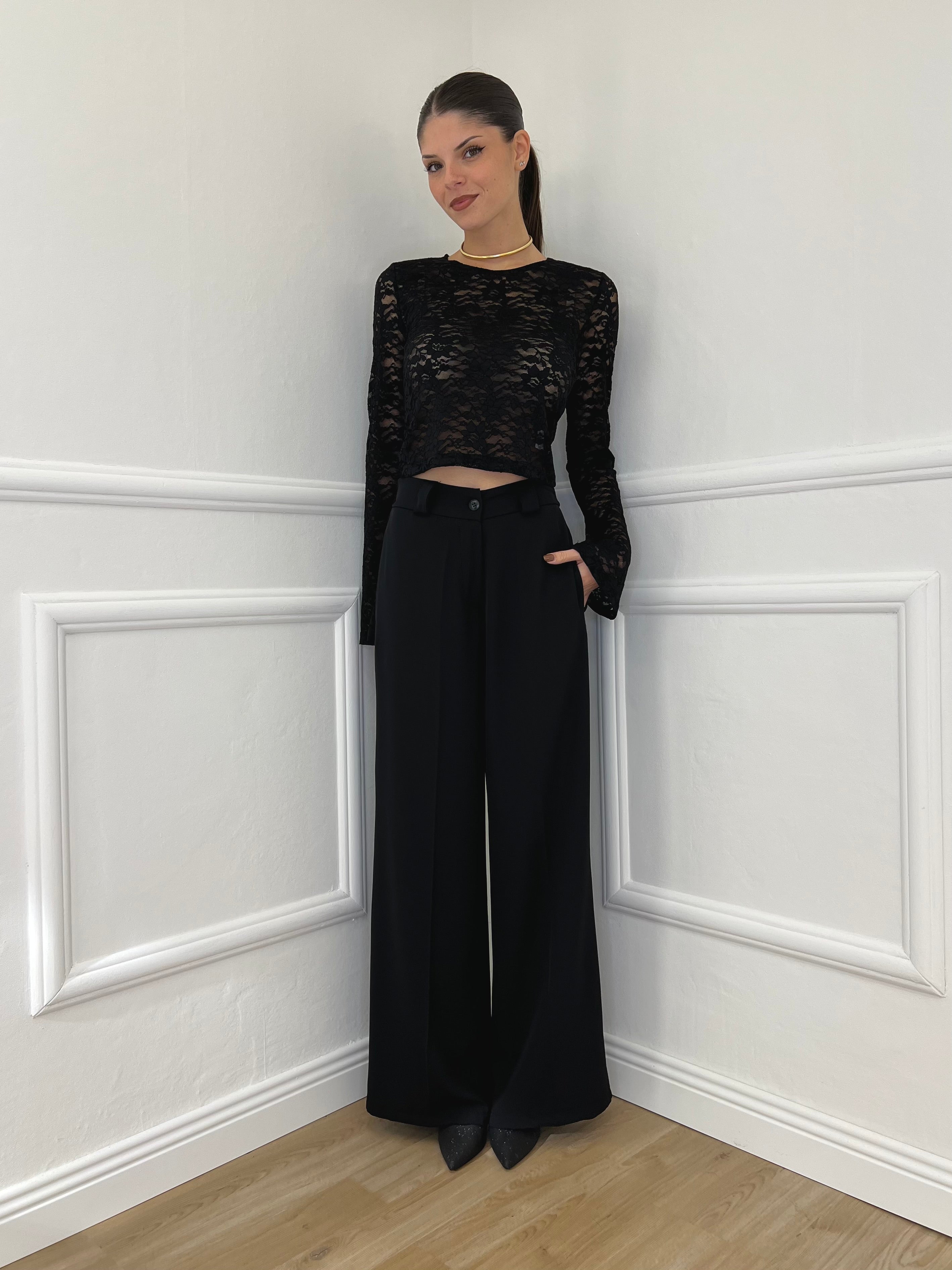 Pantalone Fluido 7229 Nero