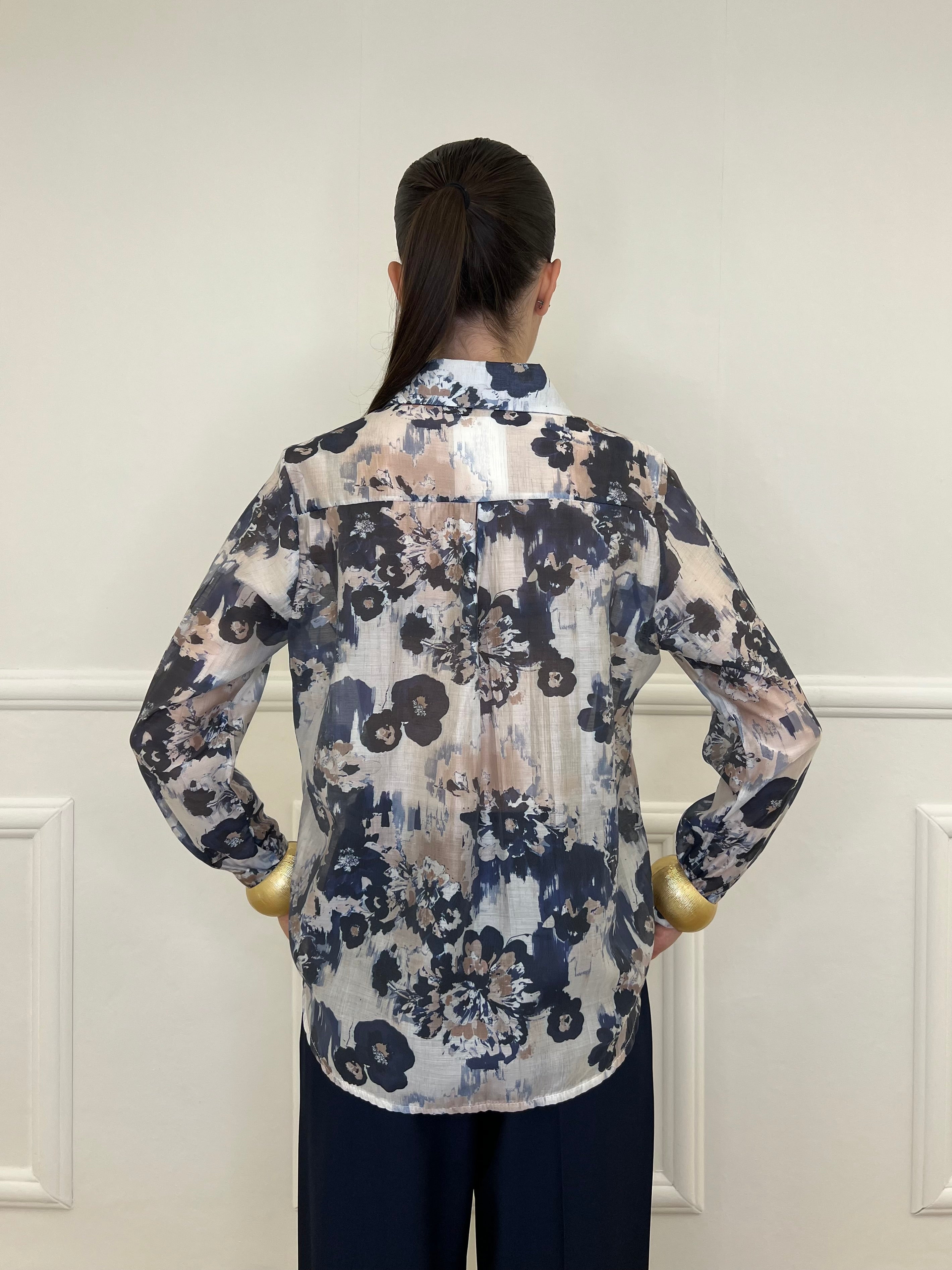 Camicia Tencel Fantasia 3189 Blu