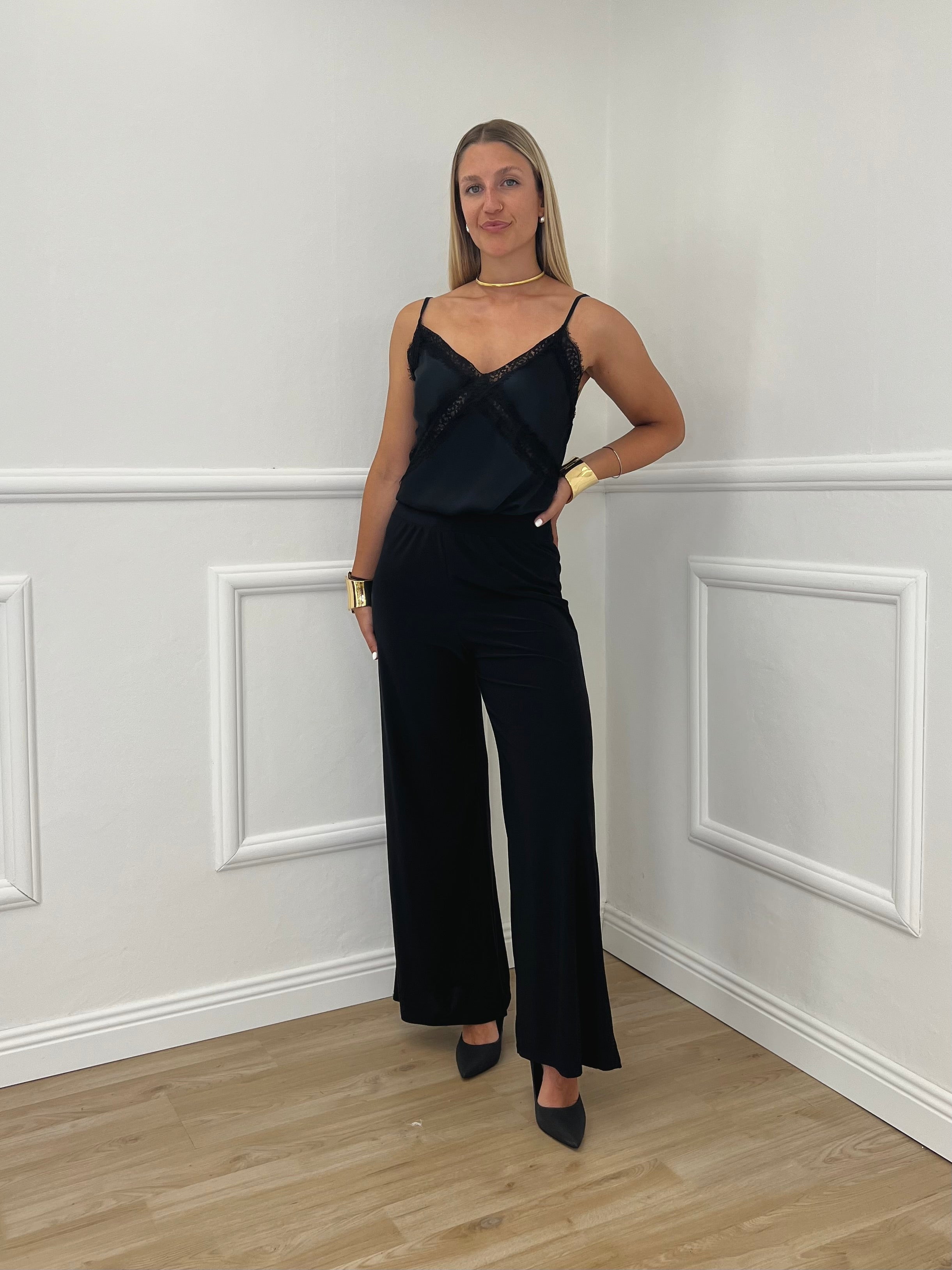 Top In Raso Con Pizzo 80228 Nero