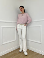 Pantalone Flare Cintura 26513 Bianco