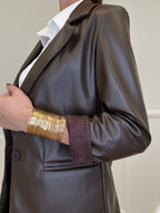 Faux Leather Jacket 25330 Brown