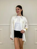 Maxi Camicia con Perle K880 Bianco