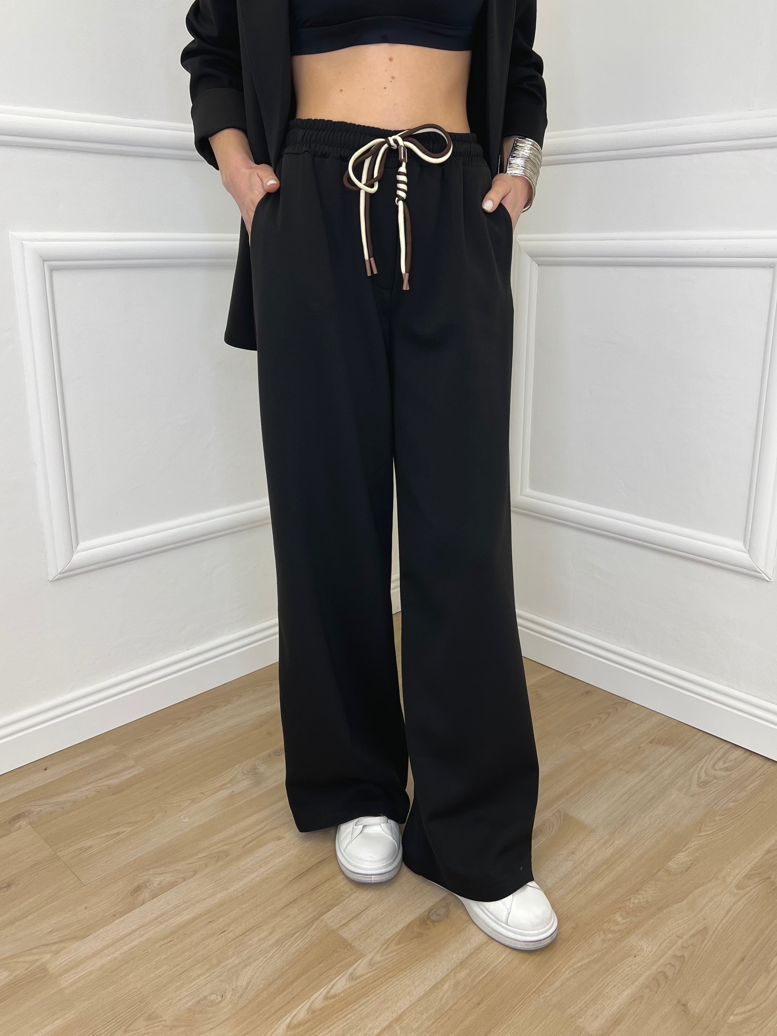 Pantalone a Palazzo Viscosa 25413 Nero