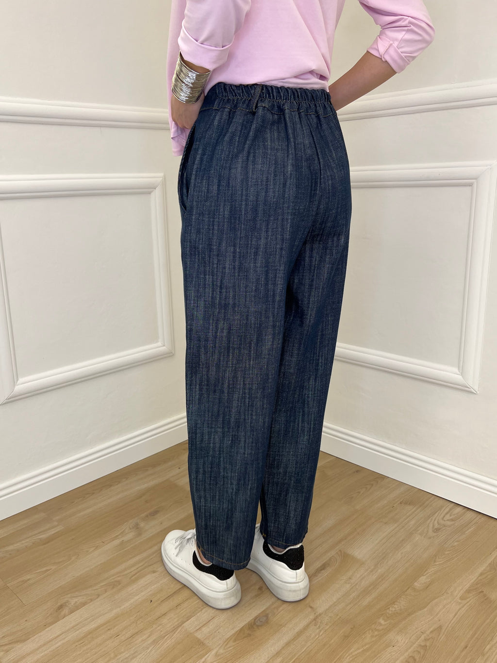 Pantalone Balloon Chambray A8028 Blu