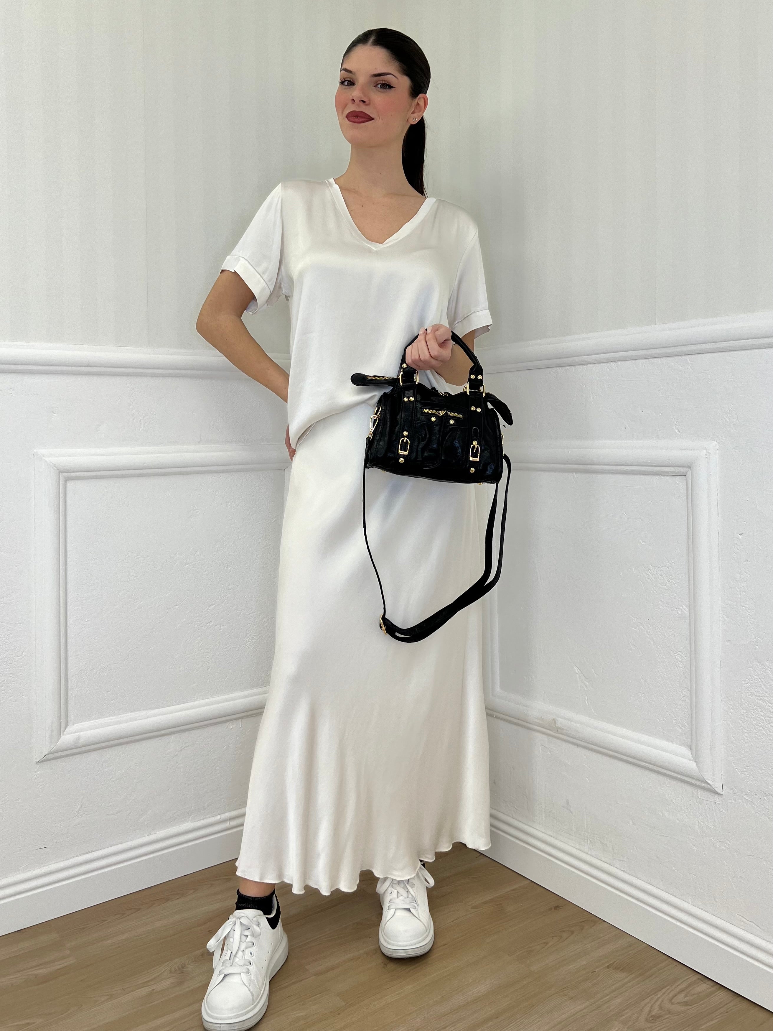 Gonna Lunga Raso 3065 Bianco - Bazar Abbigliamento