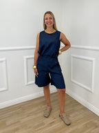 Bermuda Chambray Bottoni 2869 Blu