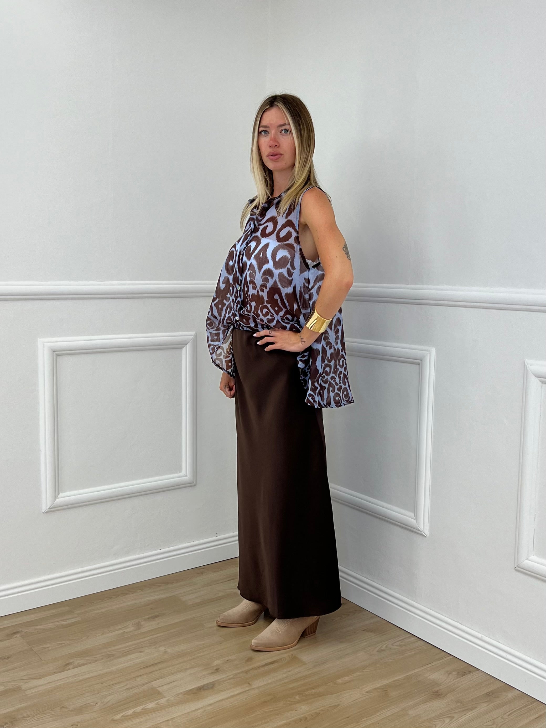 Longuette In Satin 2236 Marrone