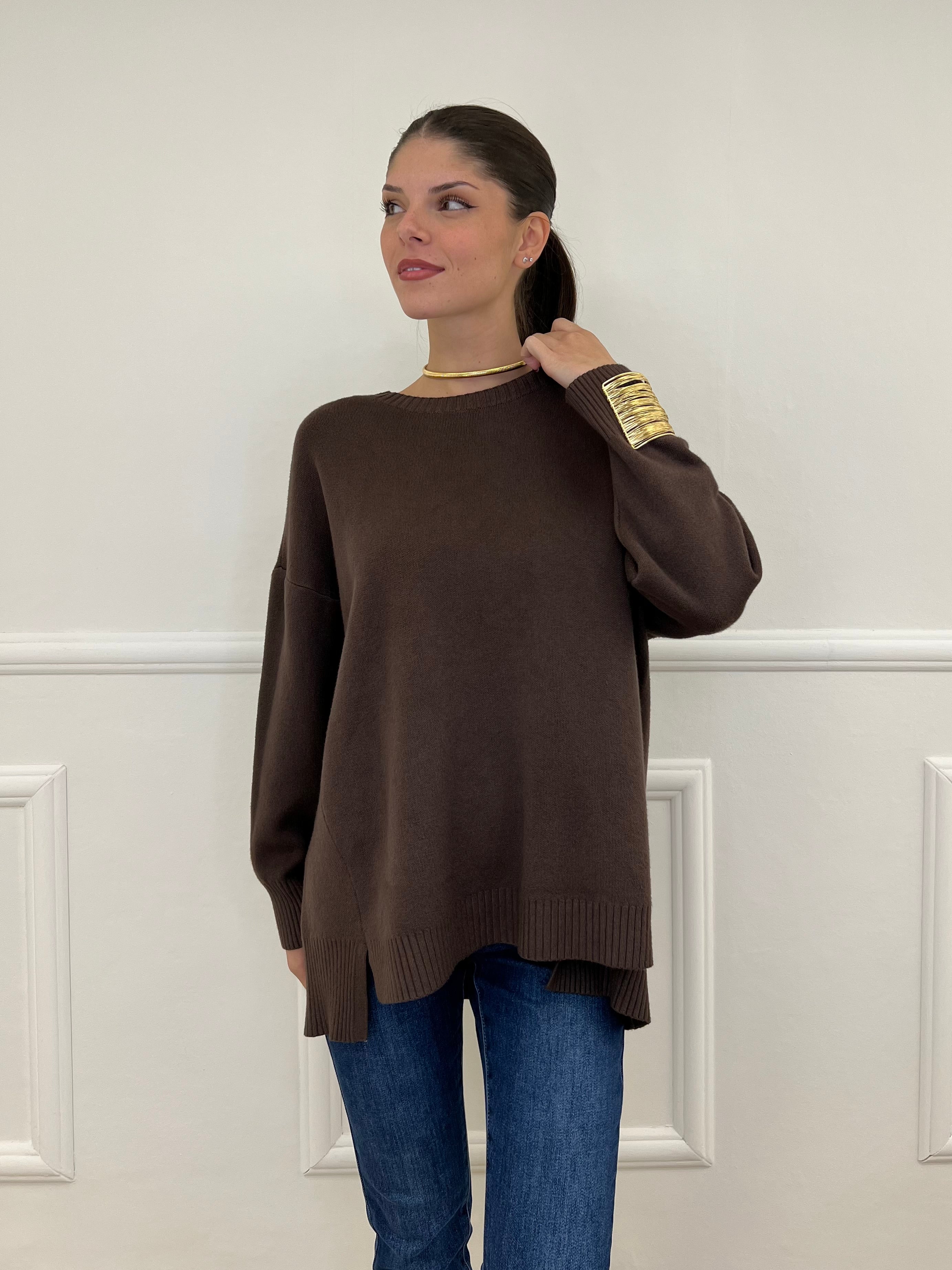 Maxi Maglia Spacchetti 9614 Marrone