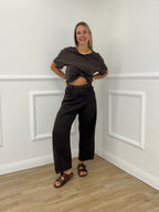 Pantalone Balloon Lino 6135 Moro