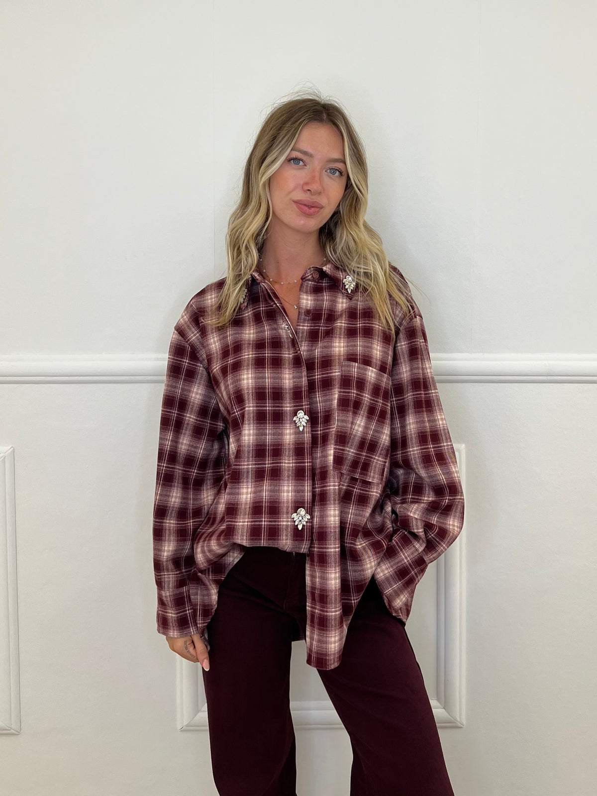 Camicia Check Flanella Cristalli 01717 Burgundy
