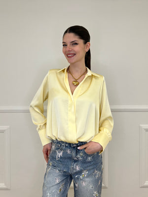Blusa In Satin Con Spalline 10277 Giallo