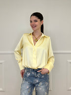 Blusa In Satin Con Spalline 10277 Giallo