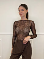 Maglia Pizzo MM188 Caffè - Bazar Abbigliamento