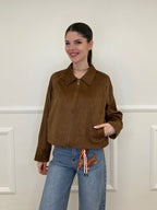 Giacca Crop Scamosciata 5006 Marrone