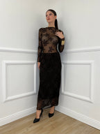 Gonna Tulle Ricami 139-833 Moro