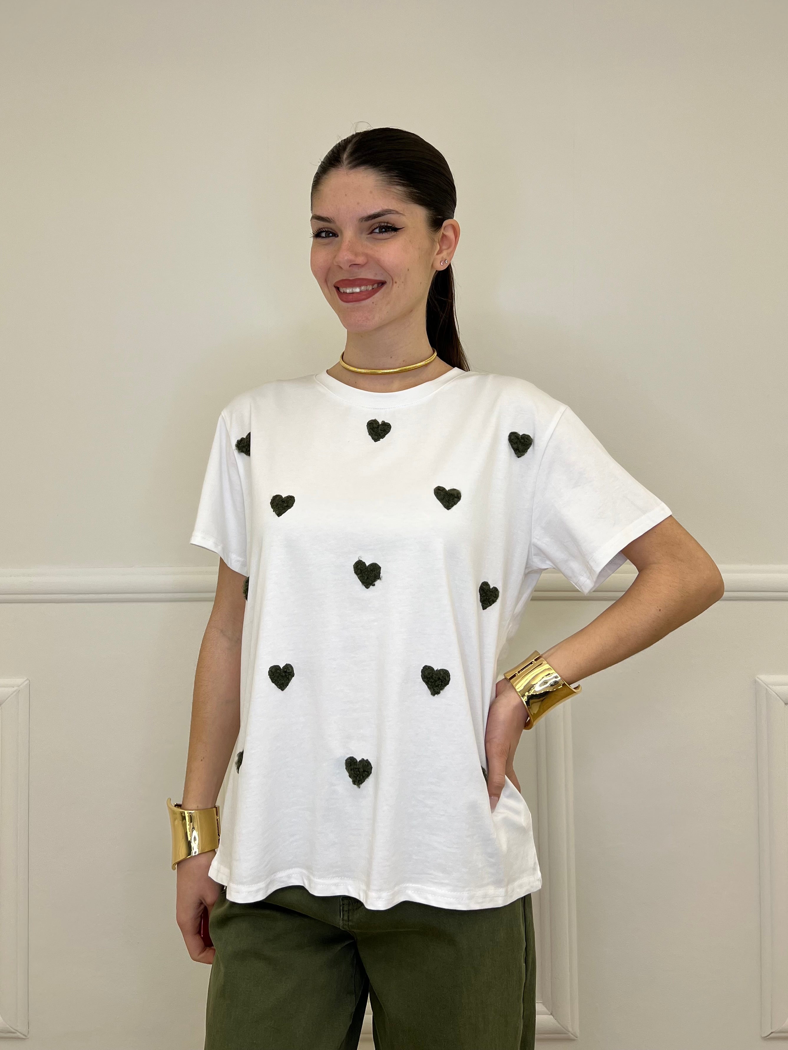 T-shirt Over Con Ricamo Cuori 12659