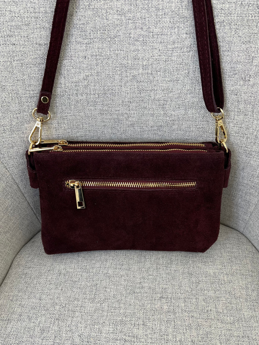 Pochette Doppia Vera Pelle Scamosciata VPB002