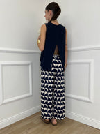 Maglia Smanicata Spilla Fiore 9688 Blu