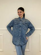 Camicia Denim Delavé Strass 18601