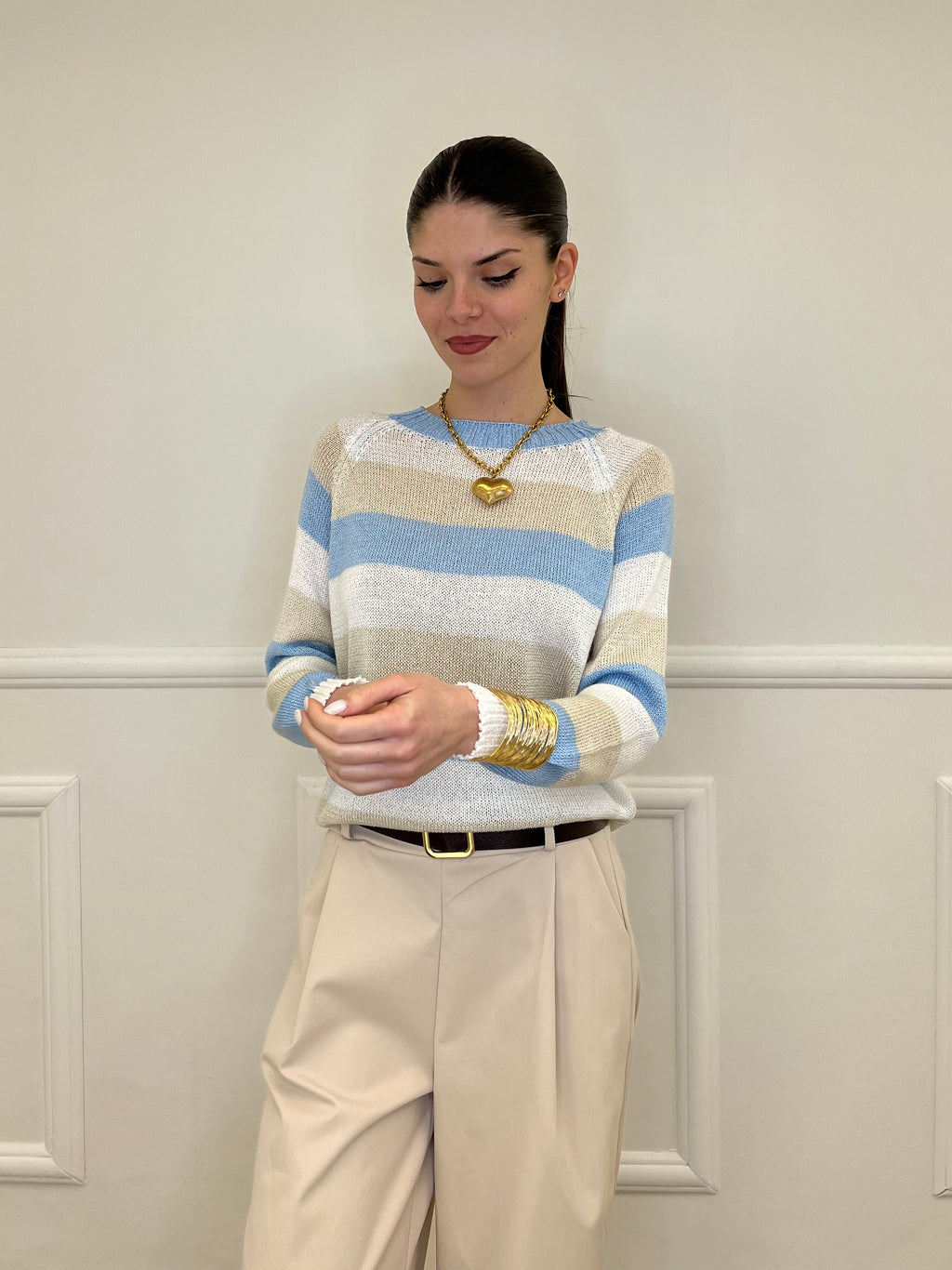 Maglia a Righe 25054 Azzurro